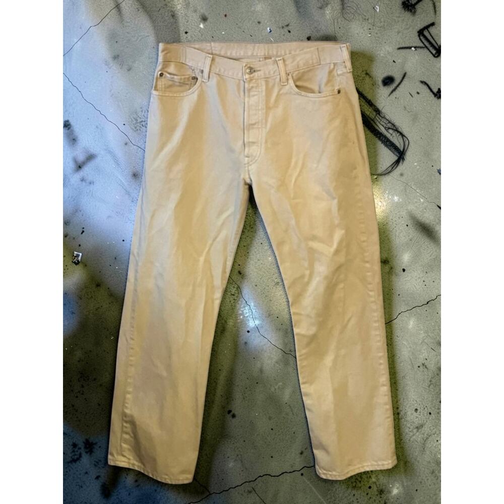 Vintage Levis Jeans Men's 36x30 Beige 501 Button Fly Straight Fit Denim Pants